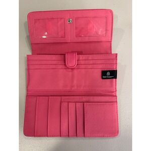 Safe Keeper Floral RFID Blocking Tri-Fold Wallet Clutch Pink Orange Canvas